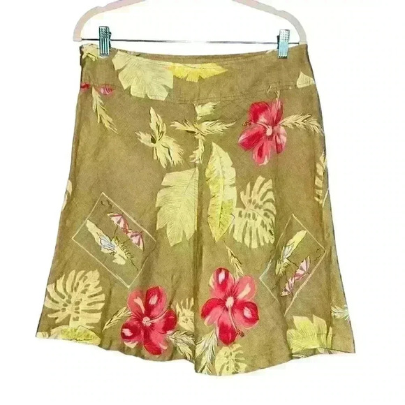 John Paul Richard Sz 10 Y2K Tropical 100% Linen Tropical Mini Skirt Cruise Beach - Picture 1 of 7